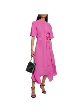 Stella McCartney Pink Asymmetrical Silk Midi Dress Size 4 (42)